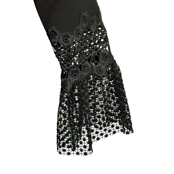 Self Portrait Bell Sleeve Ponte Lace Trim Shift Dress black - Size 2 - Picture 11 of 11